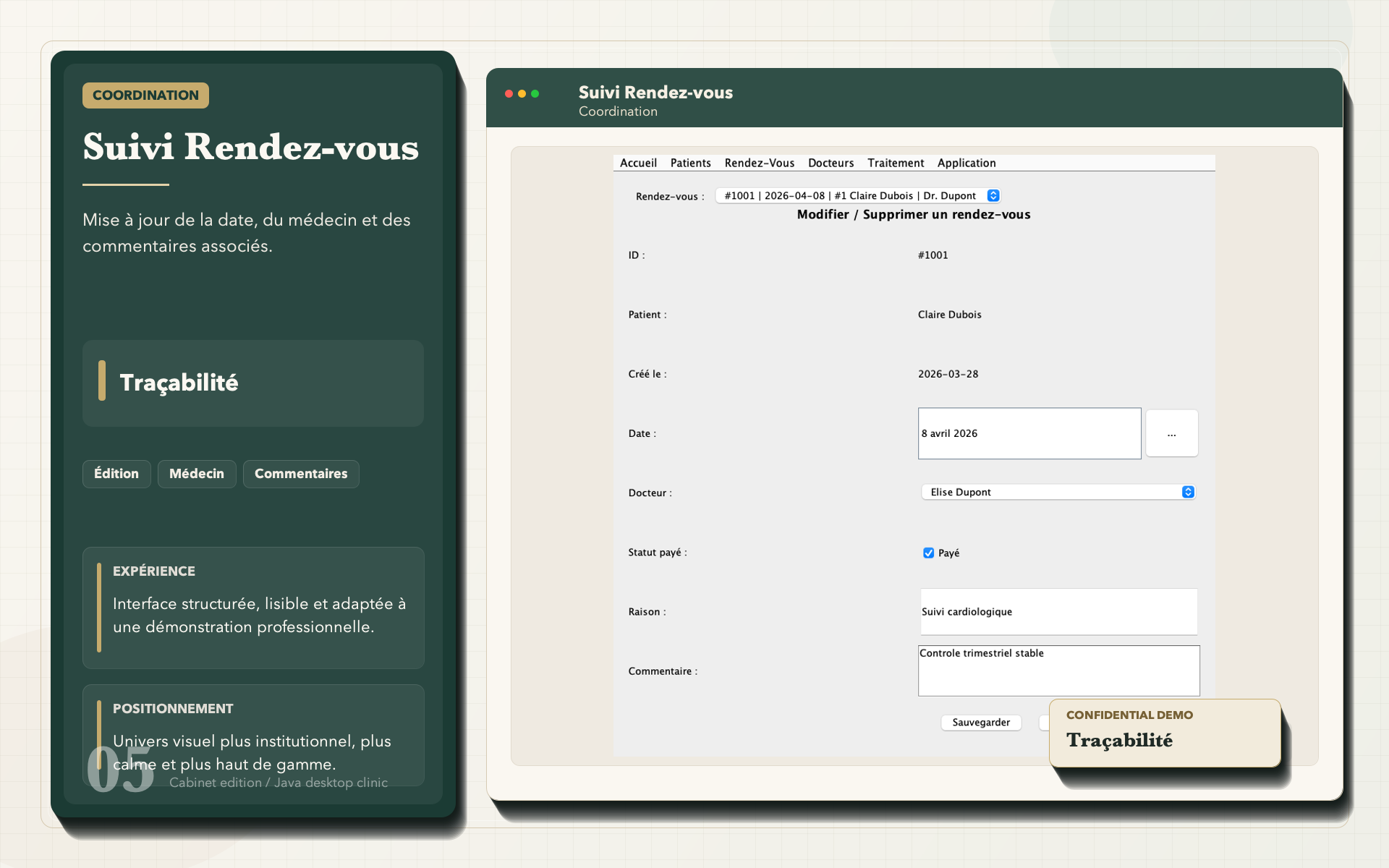 Modification d'un rendez-vous dans l'application de gestion médicale