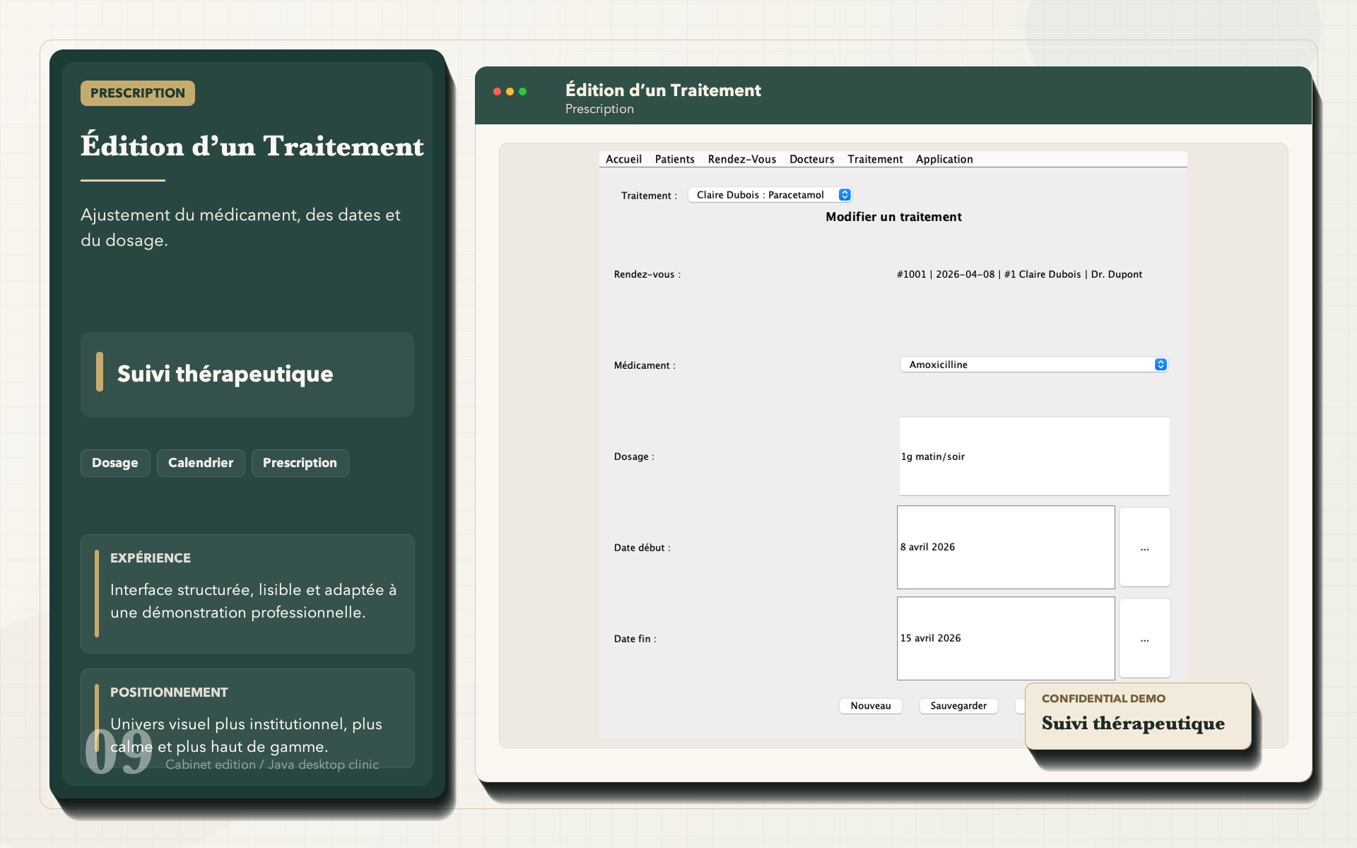 Modification d'un traitement dans l'application de gestion médicale