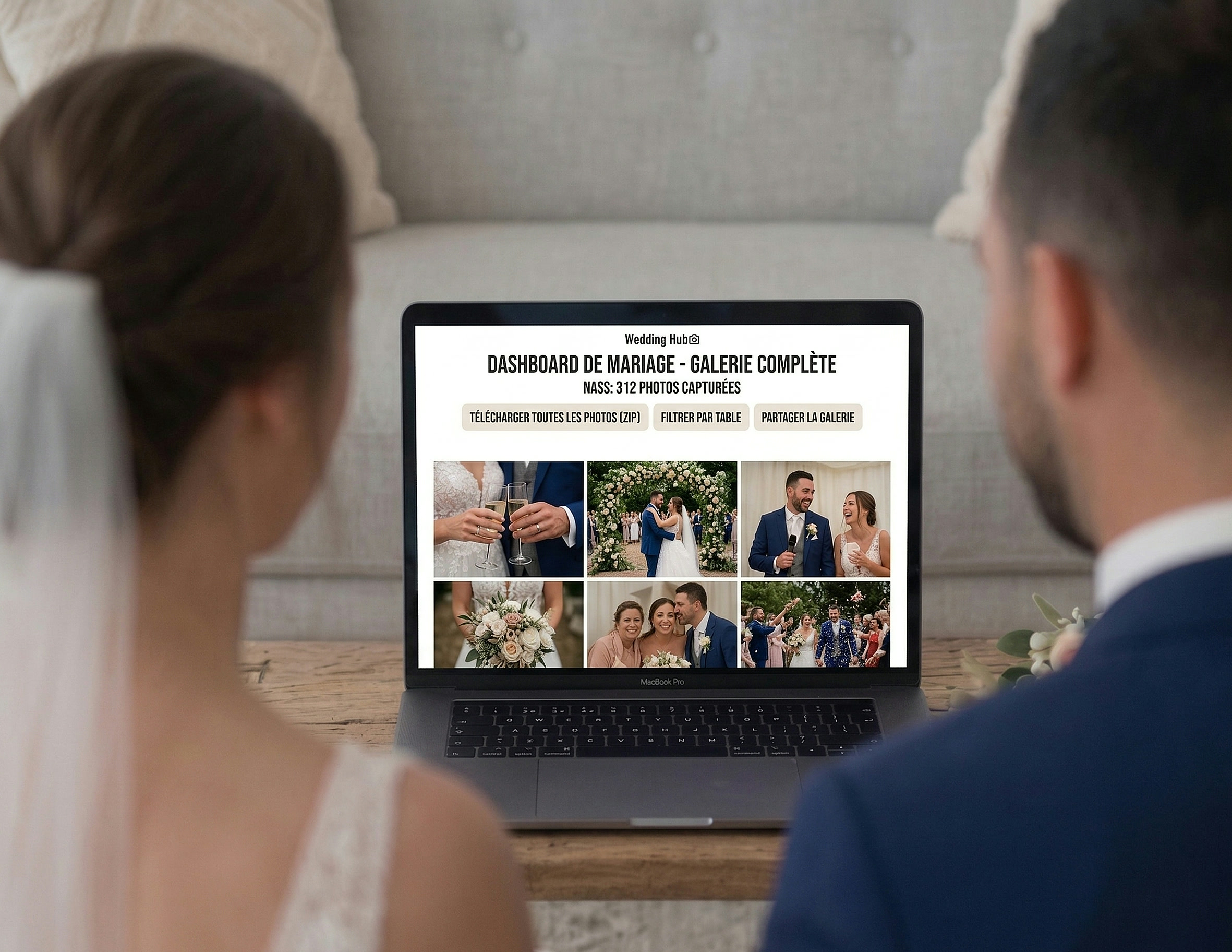 Tableau de bord Wedding Booth avec la galerie finale des mariés